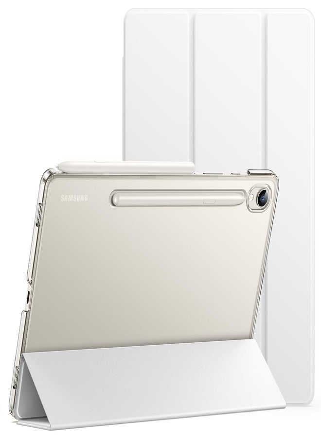 جي تيك جراب JETech لجهاز سامسونج جالاكسي تاب S9 مقاس 11 بوصة، غطاء خلفي شفاف ثلاثي الطي لحماية الجهاز اللوحي، يدعم شحن قلم S Pen، خاصية التشغيل/الإيقاف التلقائي (أبيض) - Image 1